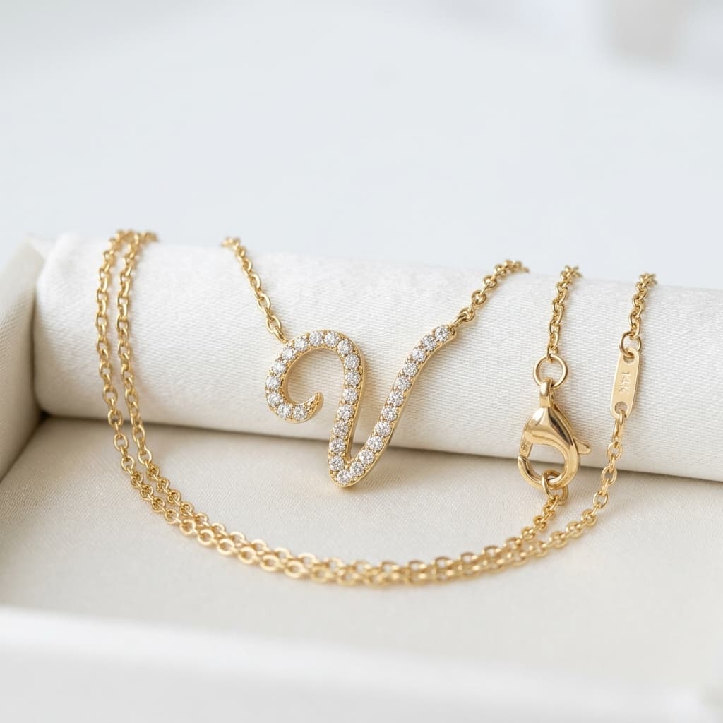 Alba Diamond Initial Necklace