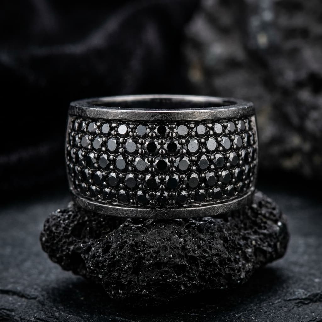 Noir Black Diamond Statement Ring
