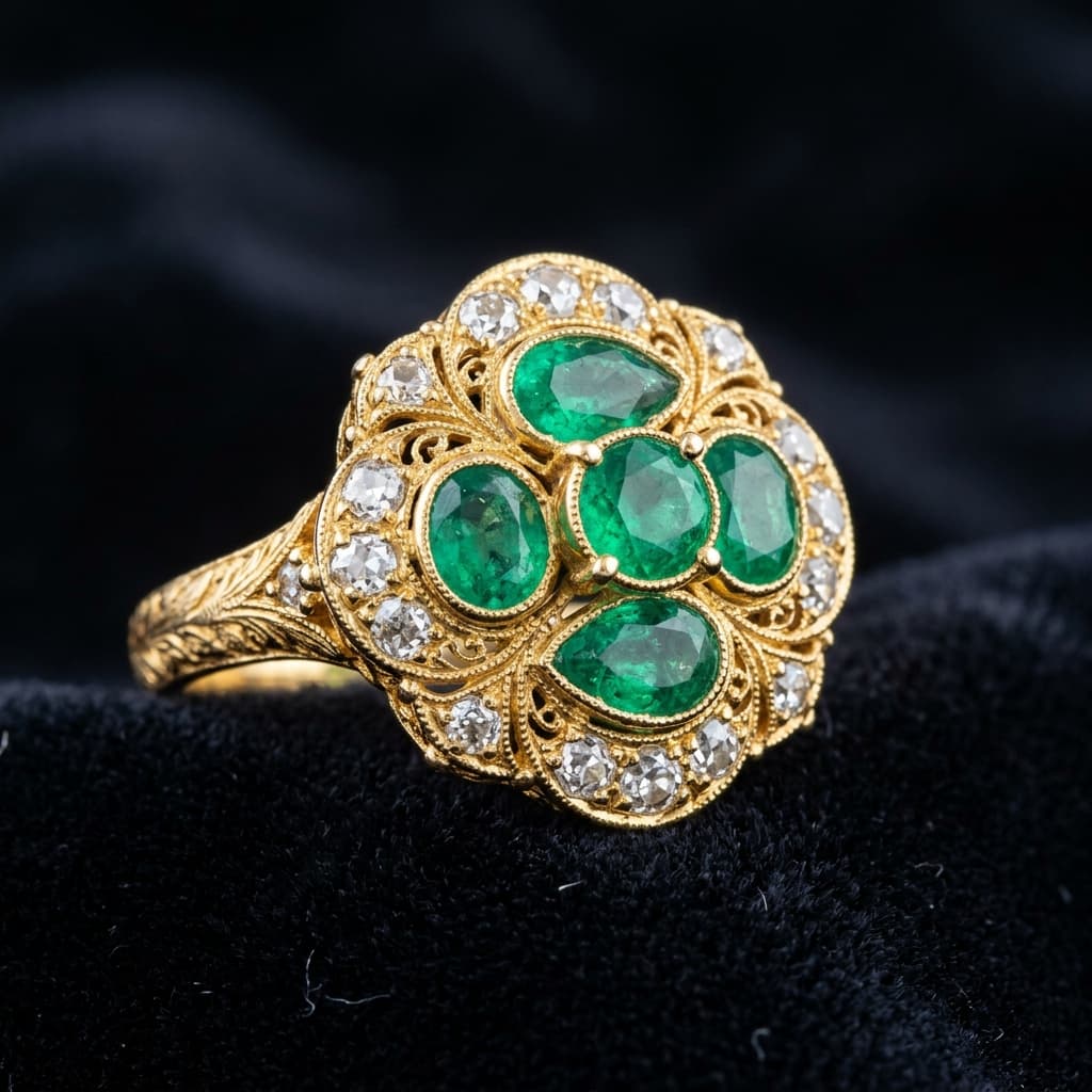 Eden Emerald Cluster Ring